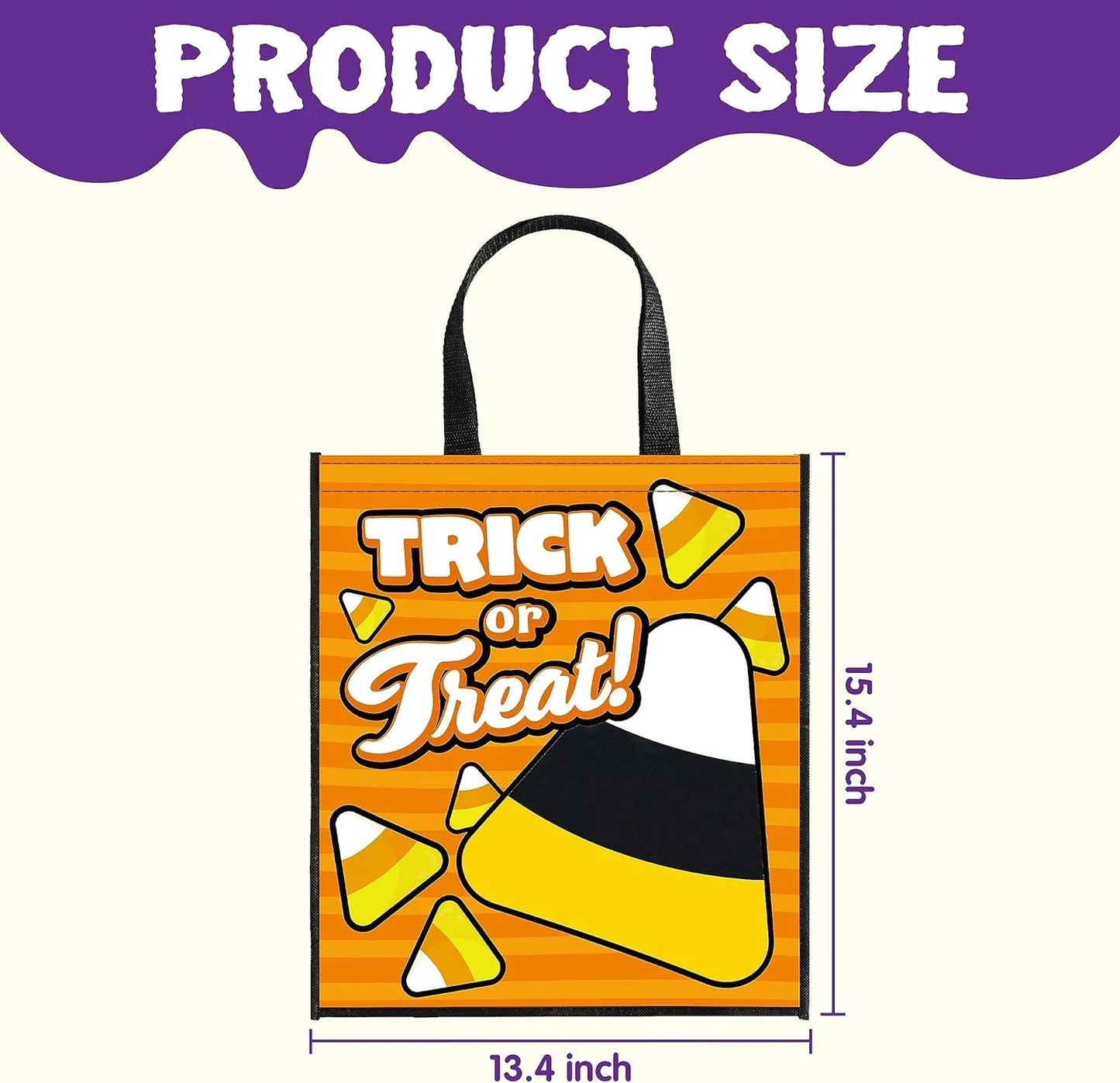3 PCS Halloween Goodie Candy Bags Large, 22.5” X 13.4” Halloween Tote See-Through Bags for Kids Trick or Treating, Grocery Shopping Gifts Tote with Handles, Classroom Party Favor Supplies