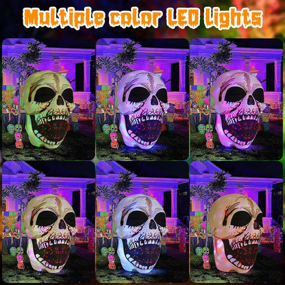 Halloween Inflatables 4 FT High Halloween Inflatable Skull with Magic Leds, Scary Skulls Inflatable Halloween Skull Inflatable, Outdoor Halloween Decorations Clearance for Holiday Party