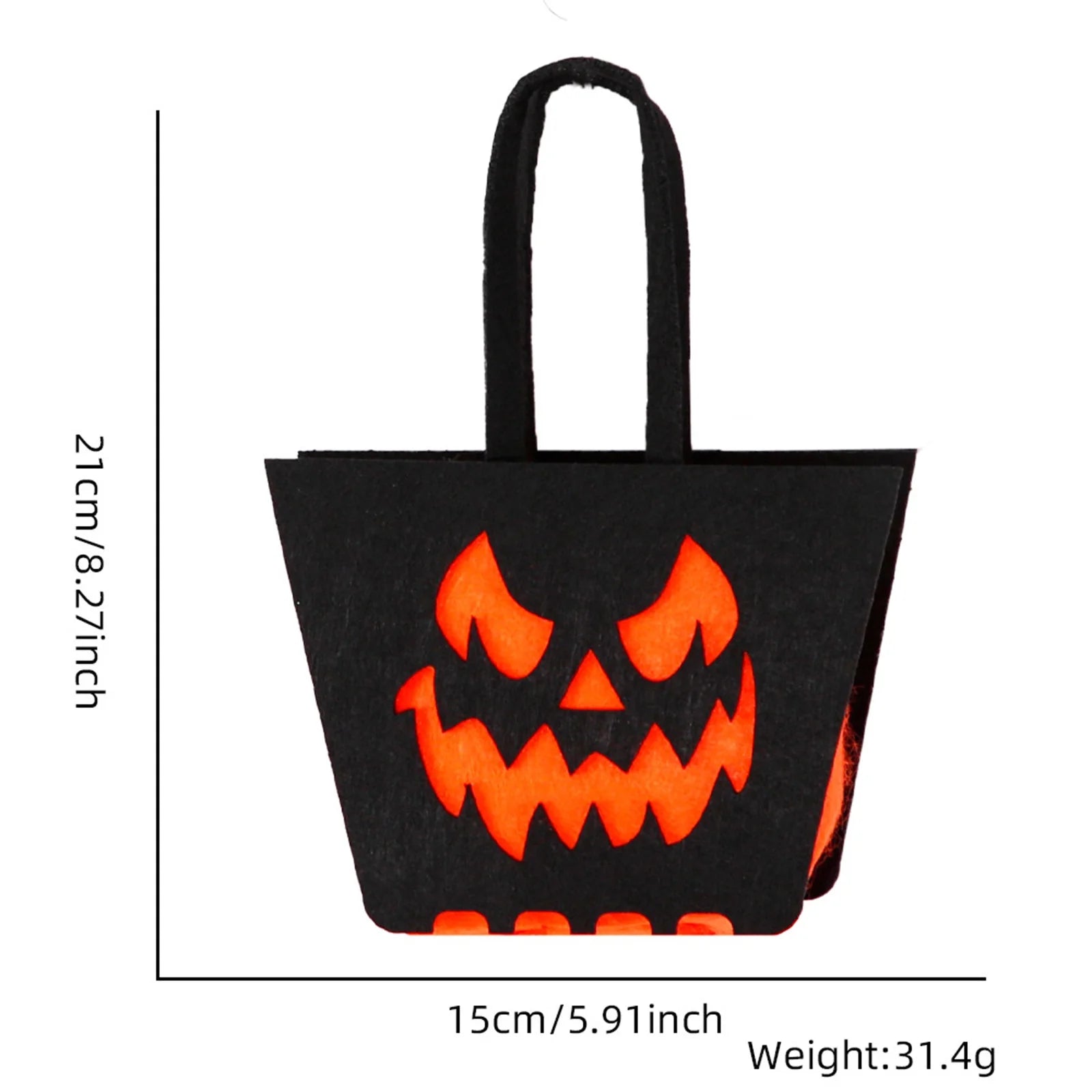 Halloween Candy Bag, Trick-Or-Treat Tote & Candy Basket for Kids, Pumpkin Bucket, Candy Bag, Candy Container for Halloween Party Supplies, Black