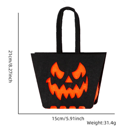 Halloween Candy Bag, Trick-Or-Treat Tote & Candy Basket for Kids, Pumpkin Bucket, Candy Bag, Candy Container for Halloween Party Supplies, Black