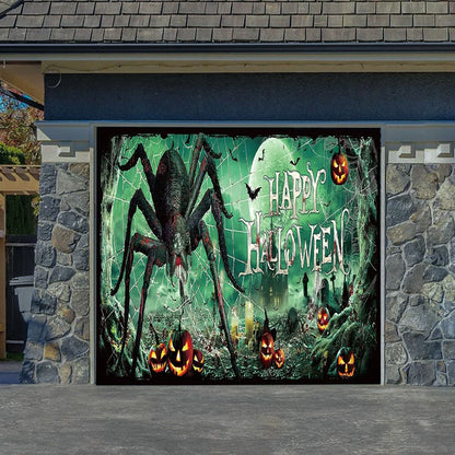 Halloween Garage Door Banner 83.8*192 in Halloween Skeleton Pumpkin Garage Door Cover Halloween Garage Door Decoration Large Halloween Scary Garage Backdrop for Halloween Decoration