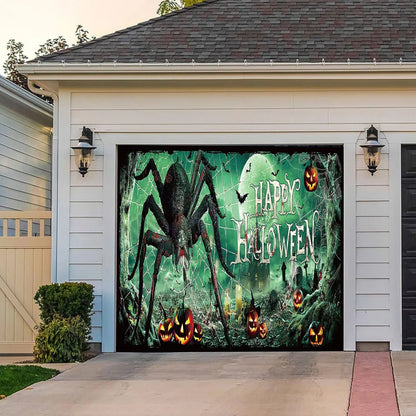 Halloween Garage Door Banner 83.8*192 in Halloween Skeleton Pumpkin Garage Door Cover Halloween Garage Door Decoration Large Halloween Scary Garage Backdrop for Halloween Decoration