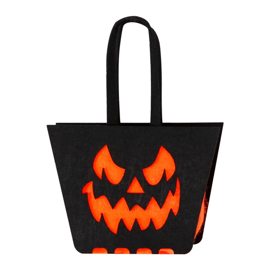 Halloween Candy Bag, Trick-Or-Treat Tote & Candy Basket for Kids, Pumpkin Bucket, Candy Bag, Candy Container for Halloween Party Supplies, Black