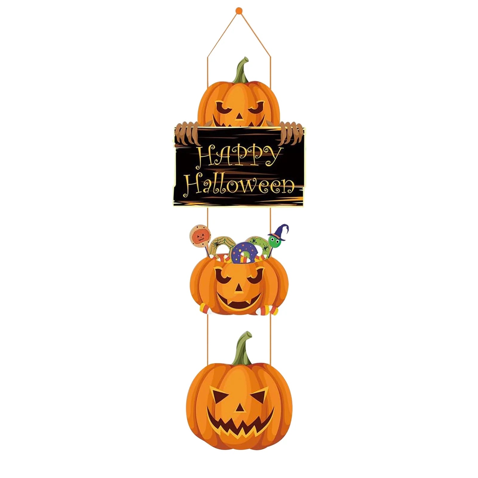 Halloween Door Sign, Halloween Pumpkin Hanging Sign, Happy Halloween Front Door Welcome Sign, Halloween Front Door Decorations, Pumpkin Wall Decor Wall Sign for Halloween Party