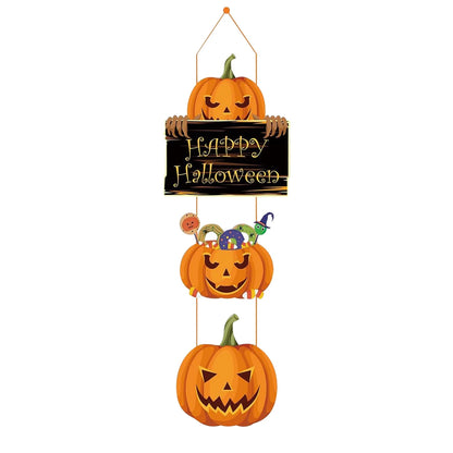 Halloween Door Sign, Halloween Pumpkin Hanging Sign, Happy Halloween Front Door Welcome Sign, Halloween Front Door Decorations, Pumpkin Wall Decor Wall Sign for Halloween Party