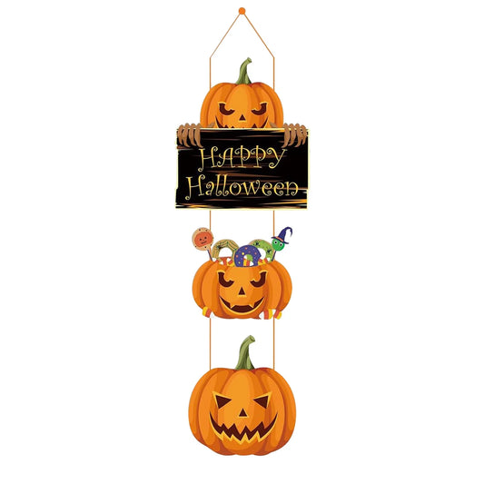 Halloween Door Sign, Halloween Pumpkin Hanging Sign, Happy Halloween Front Door Welcome Sign, Halloween Front Door Decorations, Pumpkin Wall Decor Wall Sign for Halloween Party
