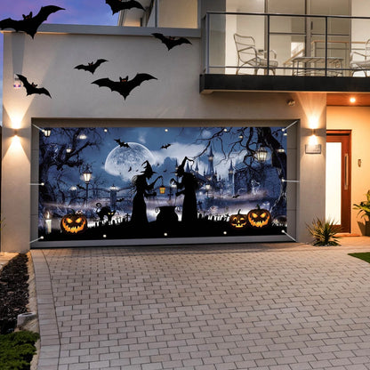 Halloween Decorations, Halloween Garage Door Cover Large Halloween Garage Door Decorations Witches Hanging Garage Door Halloween Holiday Garage Door Window Wall Background