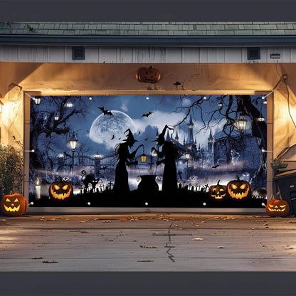 Halloween Decorations, Halloween Garage Door Cover Large Halloween Garage Door Decorations Witches Hanging Garage Door Halloween Holiday Garage Door Window Wall Background